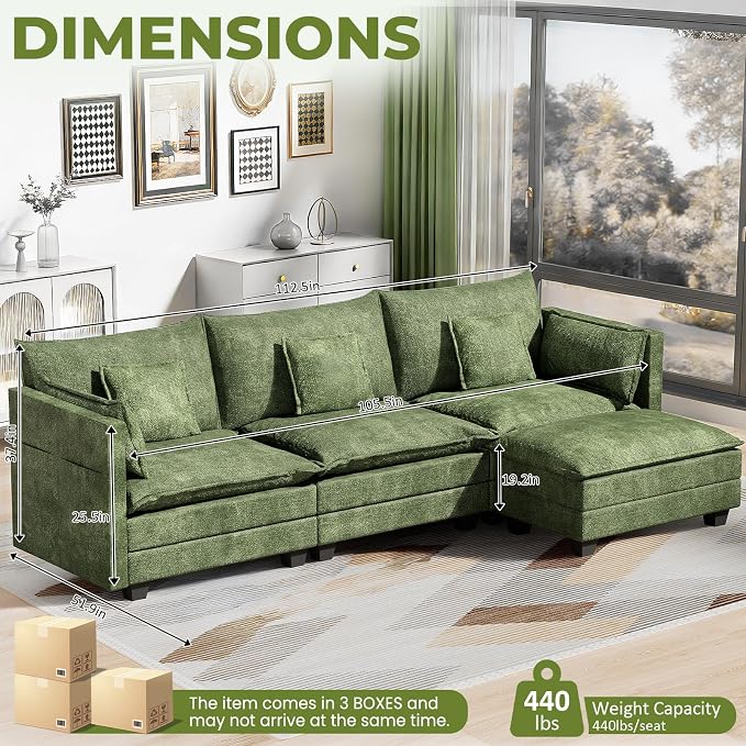 LEVELEVE 112.5" L-Shape Modular Sofa - Image 2