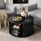 LINSY HOME Round Coffee Table, 31.5" Drum Coffee Table - Image 5