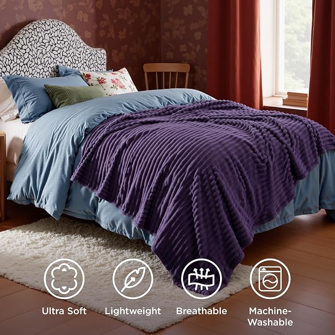 Bedsure Soft Twin XL Blanket for Bed Dorm Purple 66"x90" | Birthday Gifts for - Image 5