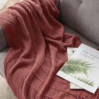 BOURINA Burgundy Throw Blanket 60x80 Inches Throw Textured Solid Soft Sofa - Image 4