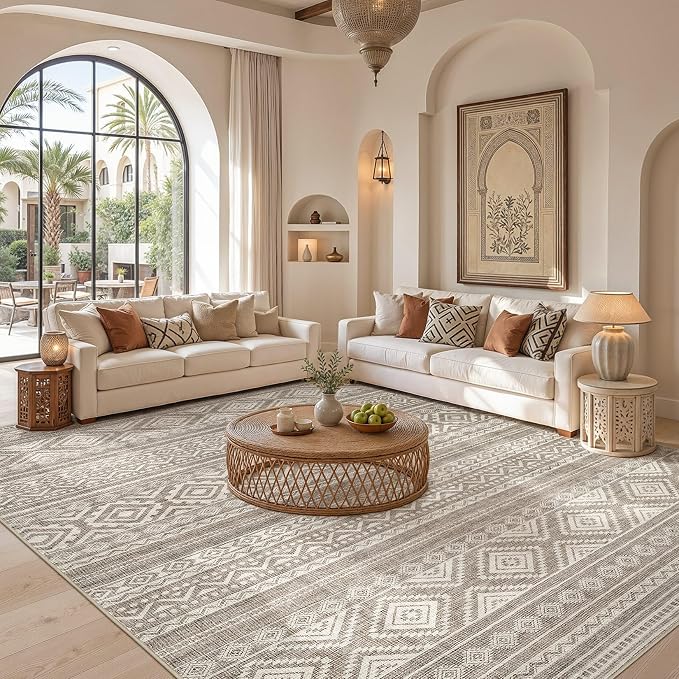 cotiled Boho 7x9 Area Rug for Living Room: Large Moroccan Washable Rug | Solve - Image 4