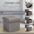 Ornavo Home Small Storage Ottoman Foldable Collapsible Cube Square Linen - Image 5