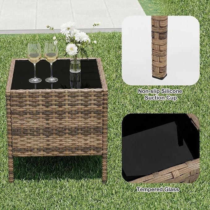 GarveeLife 3 Piece Patio Furniture Set, Rattan Outdoor Furniture - Image 5