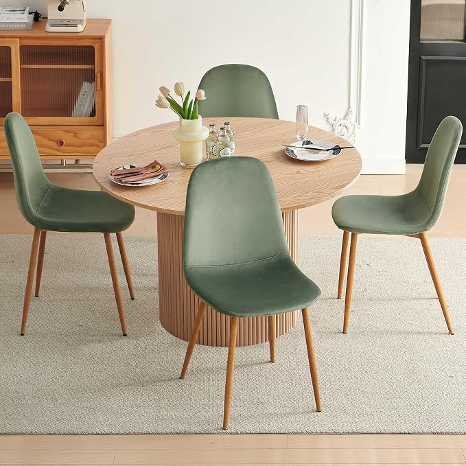Dining Table Set for 4, Mid Century Modern 47 Inch Wooden Round Dining Table Set - Image 8