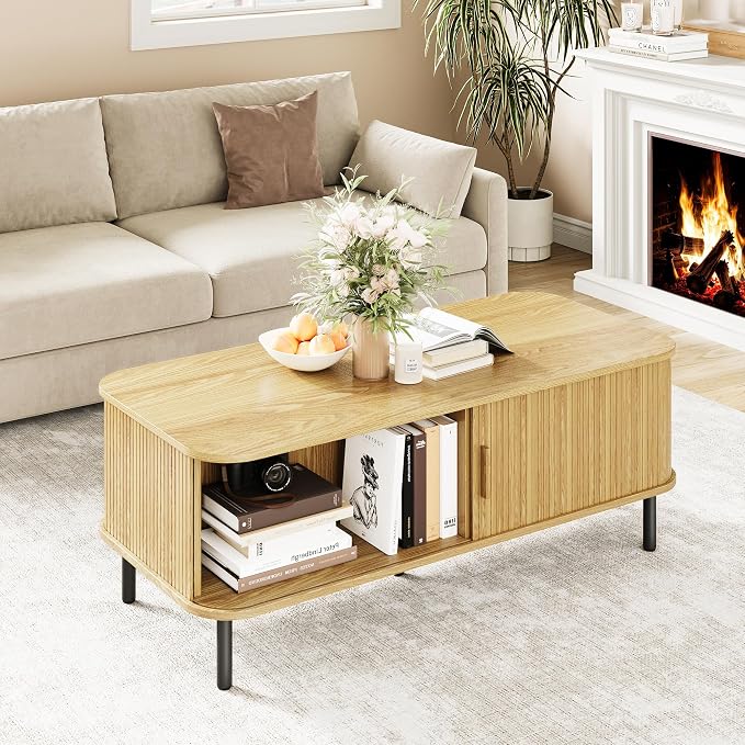 ONBRILL 47.2 Inch Mid Century Modern Coffee Table - Image 3