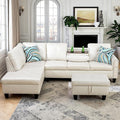 97.5" White L Shaped Couch Set Leather, Modular Sectional Couches by Topcomfy