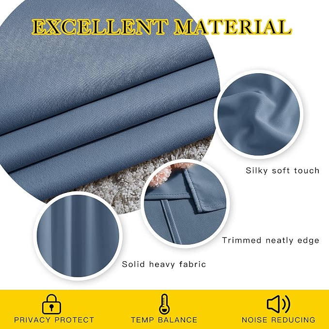 NICETOWN Stone Blue Short Curtains 36 inches Long - Image 4