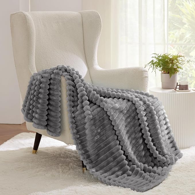 Bedsure Soft Twin Blanket for Bed Decor Gifts Frost Gray 60"x80" | Birthday - Image 7