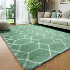 Area Rugs for Bedroom Living Room, 4x6 Fluffy Sage Green and White Rug | Modern - Image 5