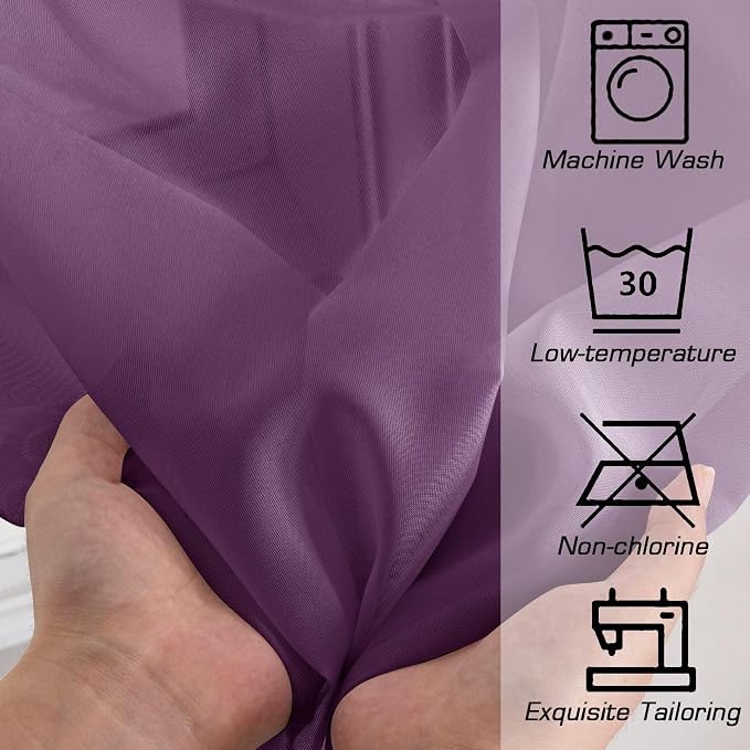 Plum Sheer Curtains 63 Inches Long 2 Panels Set, Light Filtering Voile Fimly - Image 3