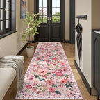 DUKINO 3x10 Runner Rug, Floral Washable Kitchen Runner Rug Non Slip, Low Pile - Image 4