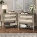 Xixini Nightstand Set of 2, Rattan Boho Bedside Table by Xixini