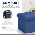Ornavo Home Small Storage Ottoman Foldable Collapsible Cube Square Linen - Image 4