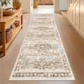 Beige Washable 2'6"x8' Wide Hallway Runners, Kitchen Runner Rug, Non-Slip & by HazoHaus