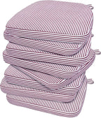 AAAAAcessories D-Shaped Chair Cushions, Machine-Washable Cover, Pinstripe Red by AAAAAcessories