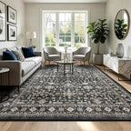 Grey Area Rug 9x12 for Living Room Bedroom | Low Pile; Non Slip;Machine by WelcometoBabovid