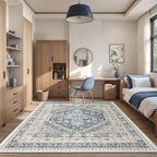 Area Rugs 5x7 Washable Rugs for Living Room, Ultra-Thin Soft Floral Vintage - Image 3