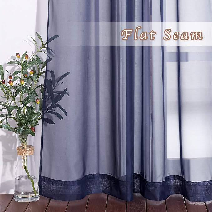 NICETOWN Dark Blue Sheer Curtains - Image 7