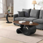 Modern Oval Coffee Table Set of 2, Wood Nesting Coffee Tables - Image 4