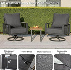 Outdoor Patio Swivel Rocking Chairs Set, Patio Porch Furniture - Image 5