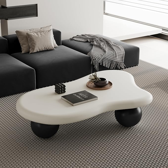 47" Cloud Coffee Table for Living Room Irregular Coffee Table Modern Low Coffee - Image 3