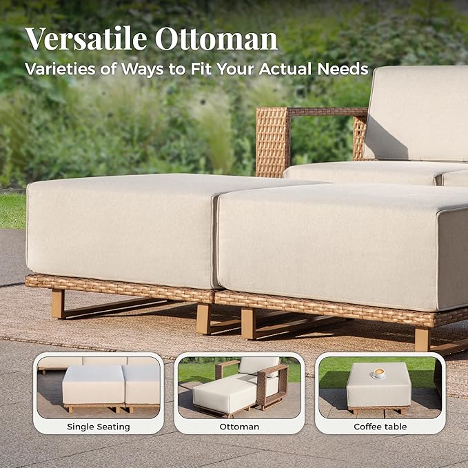 MIXPATIO Patio Furniture Set, 5 Piece Outdoor Wicker Sofa Couch, Deep Seating - Image 2
