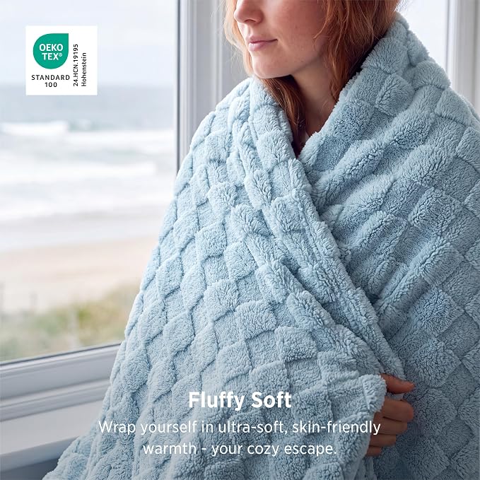 Bedsure GentleSoft Baby Blue Throw Blanket - Image 2