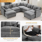 113'' V Shaped Cloud Sectional Sofa, Oversized Deep Seat Couches - Image 3