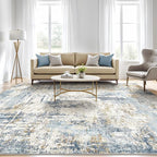 LOONGRUG 5x8 Area Rug Washable Neutral Modern Living Room Rugs Blue | Abstract - Image 5