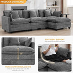 111'' Sectional Cloud Deep Seat Couch, Modern Comfy Chenille L Shaped Sectional - Image 3