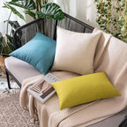 MIULEE Pack of 2 Decorative Outdoor Solid Waterproof Throw Pillow Covers Faux - Image 3