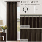 Brown Chocolate Double Layer Linen Blackout Bedroom 105 Inch Curtains | Memory - Image 6