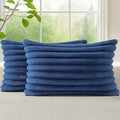 decorUhome Fall Faux Fur Throw Pillow Covers 12x20 Set of 2 Navy Blue | by decorUhome