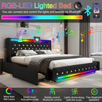 Music Player Full Bed with Bluetooth Speakers, USB&Type C Charging Ports - Image 3