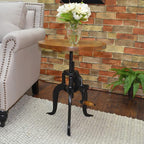 Carolina Chair & Table Adjustable Hand Crank 18" Wooden Top Rustic Side Table - Image 5