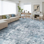 Soalmost 12x15 Washable Area Rugs Soft Living Room Rug Abstract Blue/Grey | - Image 3