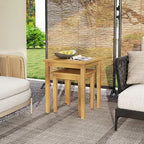 Tangkula 2 Pieces Patio Nesting Table, Teak Wood Outdoor Space Saving Design - Image 5