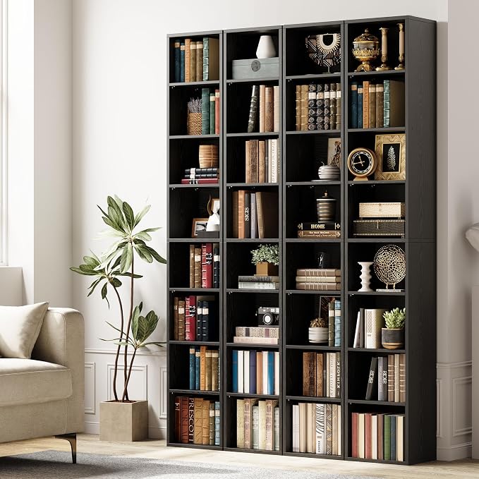 IRONCK Tall Narrow Bookshelf 8 Tiers 71in Set of 2, Compact Corner Bookcase - Image 4