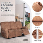 ANARACHON Leather Look Recliner Couch Cover, 8-Pieces Stretch Recliner Sofa - Image 4