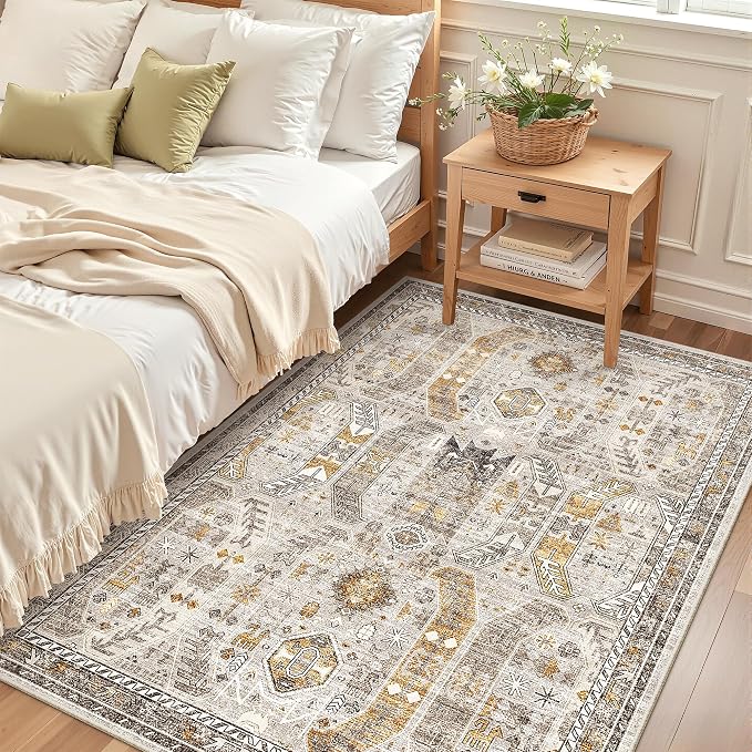 Madane Area Rug 4x6 Washable Rugs Vintage by Madane