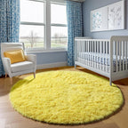 Yellow Round Rugs 5ft for Bedroom Living Room, Fluffy Circle Area Rug for Kids - Image 7