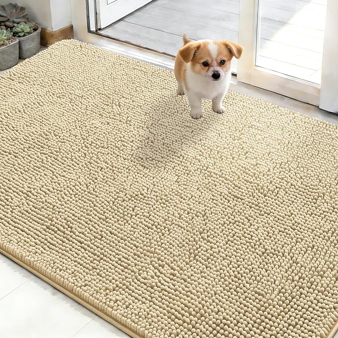 OLANLY Dog Door Mat for Muddy Paws 50x30, Super Absorbent Chenille Mud Mat | by OLANLY