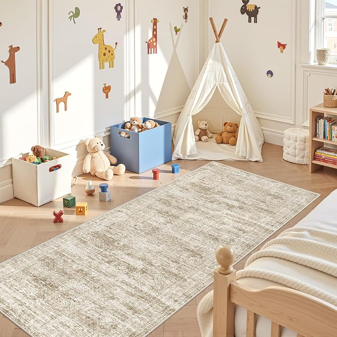 3x8 Runner Rug Non Slip, Washable Hallway Runner Rug, Nursery Room, Soft Runner - Image 4