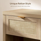 SICOTAS Rattan Nightstands Set of 2, Farmhouse Night Stand Bedside Table - Image 4