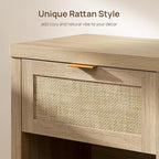 SICOTAS Rattan Night Stands, Farmhouse Nightstand Boho End Side Table Bedside - Image 4