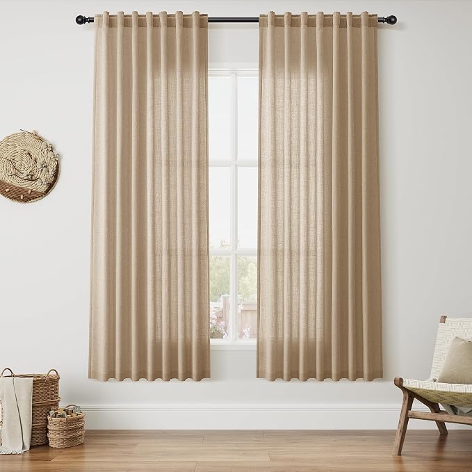 Sand Beige Curtains 72 Inch Length by Nanspring