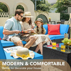 Devoko 7 Pieces Outdoor Sectional Sofa Patio Furniture Sets Manual Weaving - Image 4