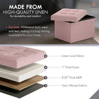 Ornavo Home Small Storage Ottoman Foldable Collapsible Rectangle Linen Ottoman - Image 4