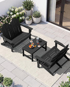 SERWALL Folding Adirondack Bench, HDPE All-Weather Adirondack Loveseat Set of 2 - Image 9
