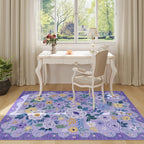 DUKINO 4x6 Area Rug, Floral Washable Rug Non Slip Office Chair Mat, Stain - Image 3